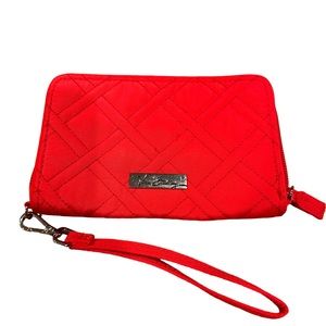 Vera Bradley Red Wristlet Wallet Round Zip Quilted